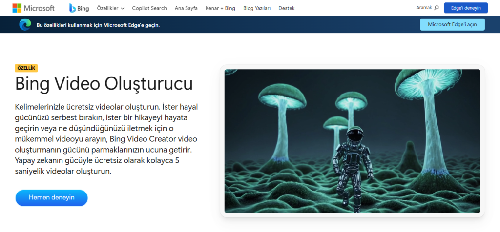 Microsoft'tan Yeni Adım: Bing Video Creator bing video creator ile video oluşturun